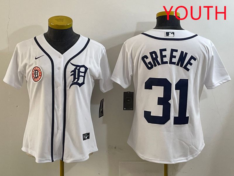 Youth Detroit Tigers #31 Greene White Game 2025 Nike MLB Jersey style 3